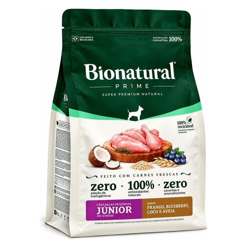 BIONATURAL PRIME C&Atilde;ES RA&Ccedil;AS PEQUENAS J&Uacute;NIOR FRANGO 2,5KG