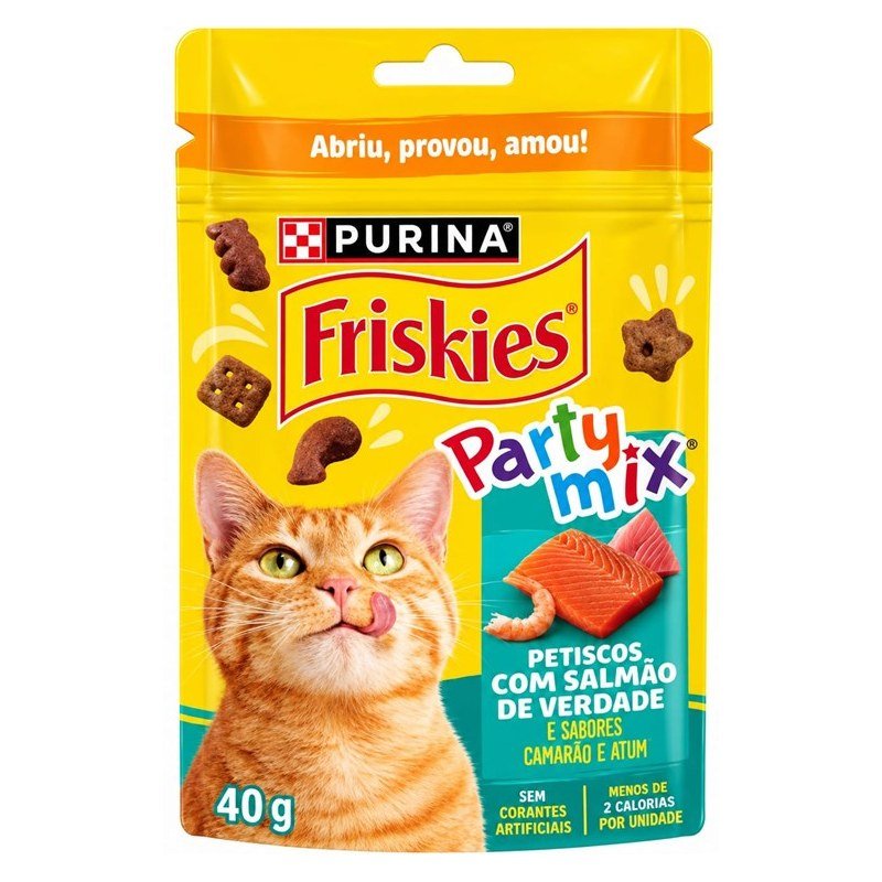 FRISKIES PARTY MIX SALM&Atilde;O, CAMAR&Atilde;O E ATUM 40G