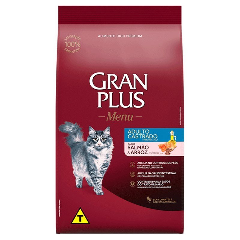 GRANPLUS MENU ADULTO CASTRADO SALMÃO E ARROZ 10KG