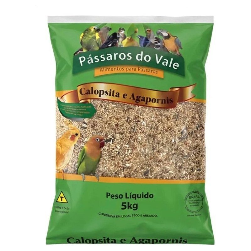 P&Aacute;SSAROS DO VALE CALOPSITA E AGAPORNIS 5KG