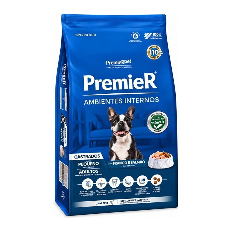 PREMIER AMBIENTES INTERNOS CASTRADOS PEQUENO FRANGO E SALMÃO 12KG