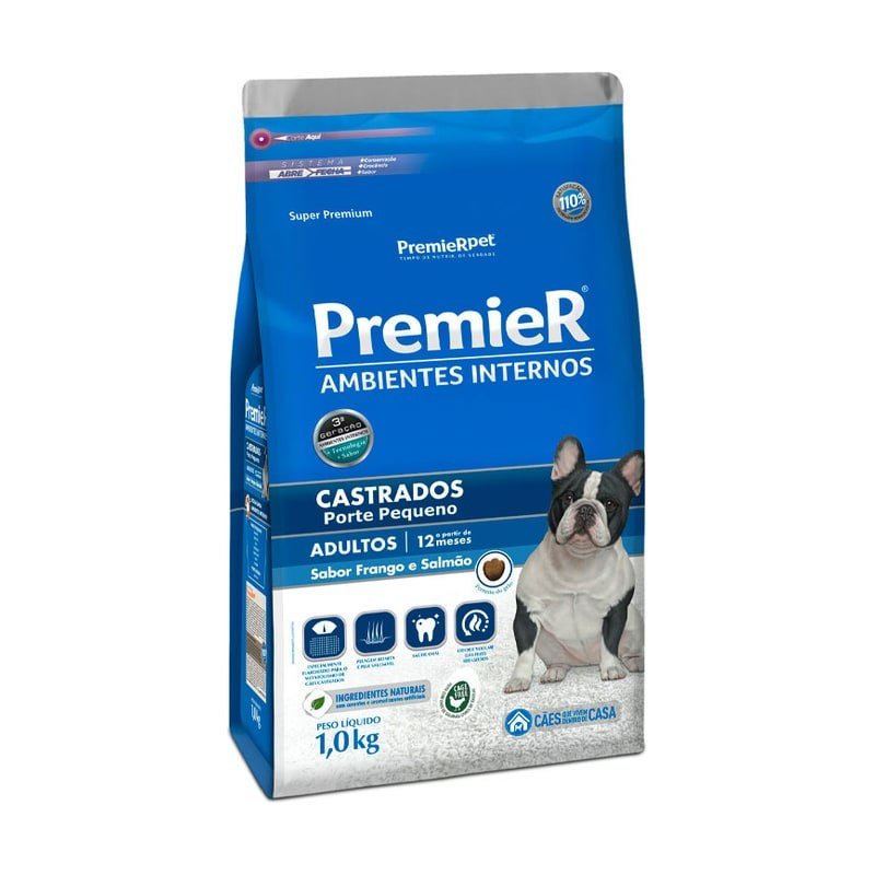 PREMIER AMBIENTES INTERNOS CASTRADOS PEQUENO FRANGO E SALMÃO 1KG
