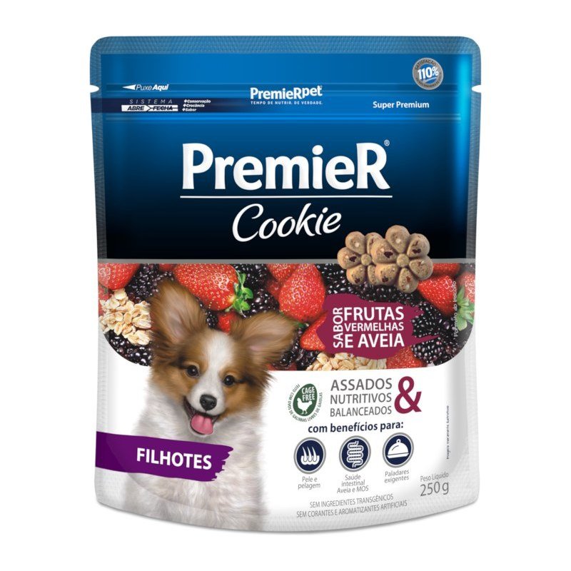 PREMIER COOKIE FILHOTES FRUTAS VERMELHAS E AVEIA 250G