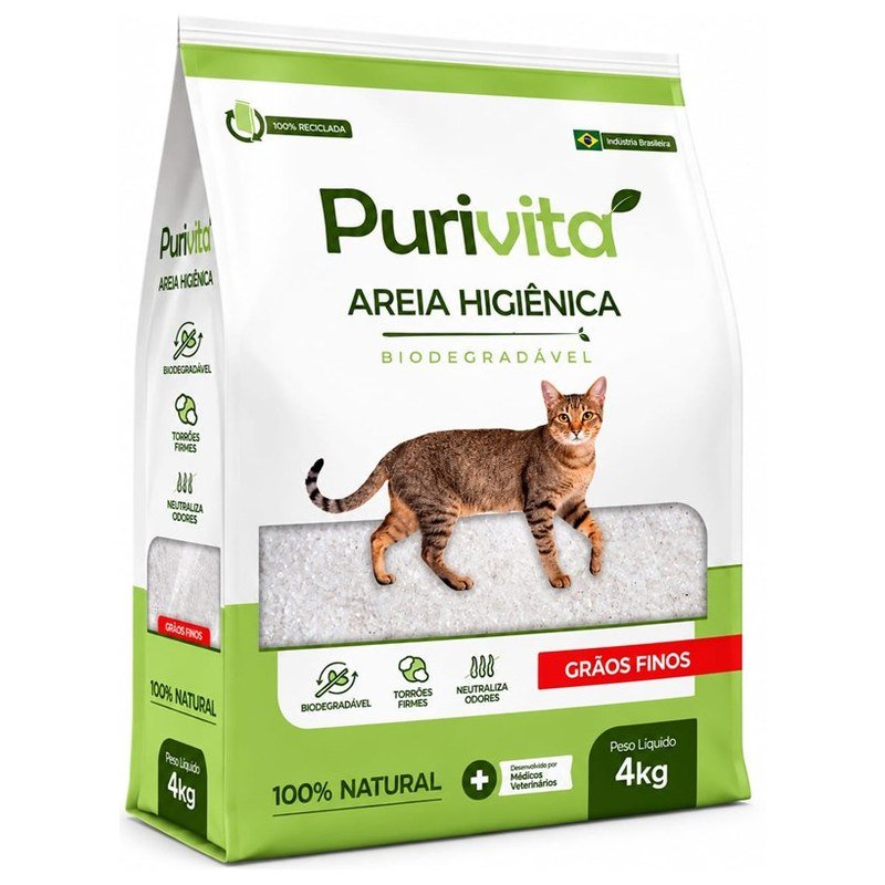 PURIVITA AREIA HIGIÊNICA GRÃOS FINOS 4KG