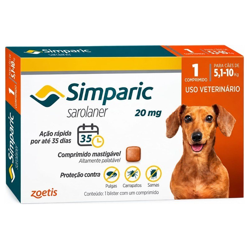 SIMPARIC SAROLANER 20MG C&Atilde;ES 5,1 A 10KG