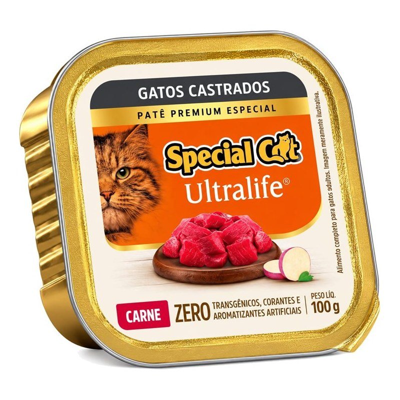 SPECIAL CAT ULTRALIFE PAT&Ecirc; CASTRADOS CARNE 100G