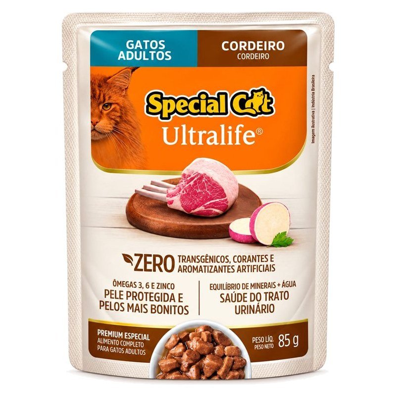 SPECIAL CAT ULTRALIFE SACH&Ecirc; ADULTOS CORDEIRO 85G