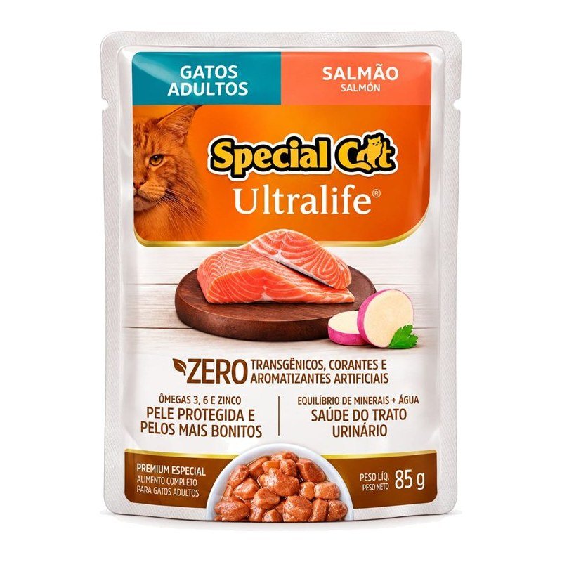 SPECIAL CAT ULTRALIFE SACH&Ecirc; ADULTOS SALM&Atilde;O 85G