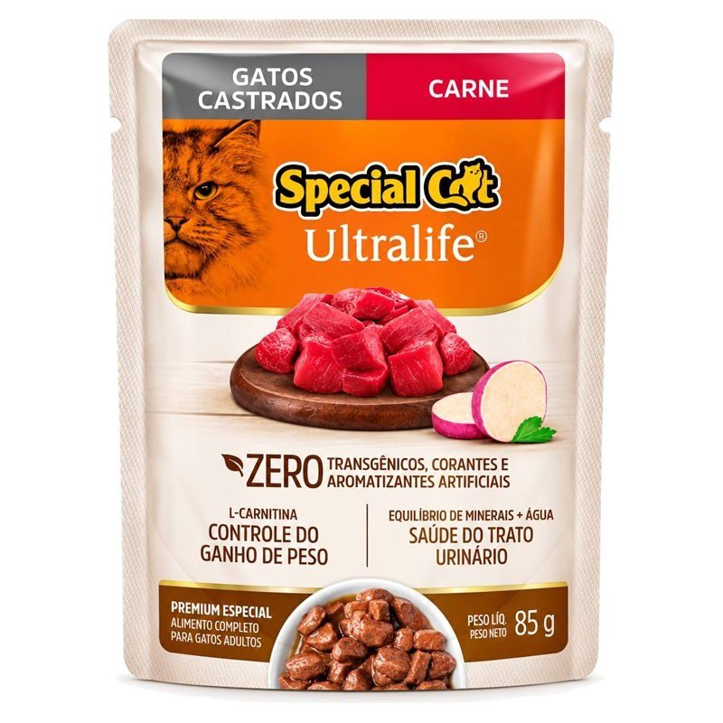 SPECIAL CAT ULTRALIFE SACH&Ecirc; CASTRADOS CARNE 85G