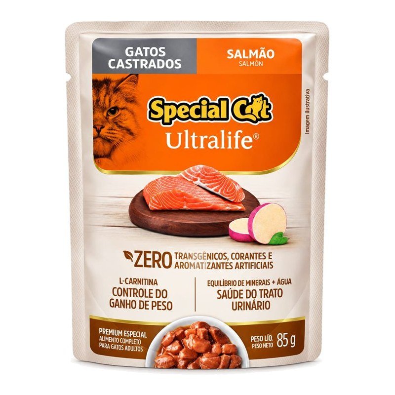 SPECIAL CAT ULTRALIFE SACH&Ecirc; CASTRADOS SALM&Atilde;O 85G