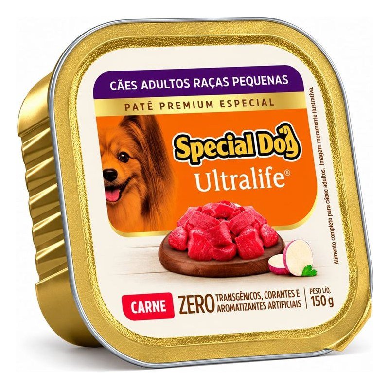 SPECIAL DOG ULTRALIFE PAT&Ecirc; ADULTOS RA&Ccedil;AS PEQUENAS CARNE 150G