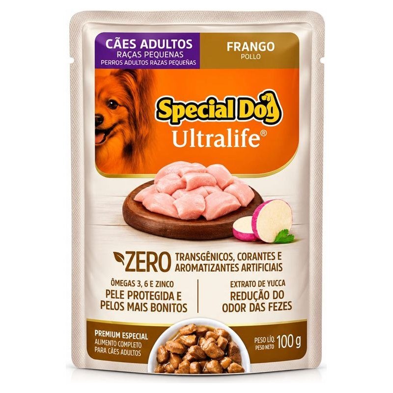 SPECIAL DOG ULTRALIFE SACH&Ecirc; ADULTOS RA&Ccedil;AS PEQUENAS FRANGO 100G