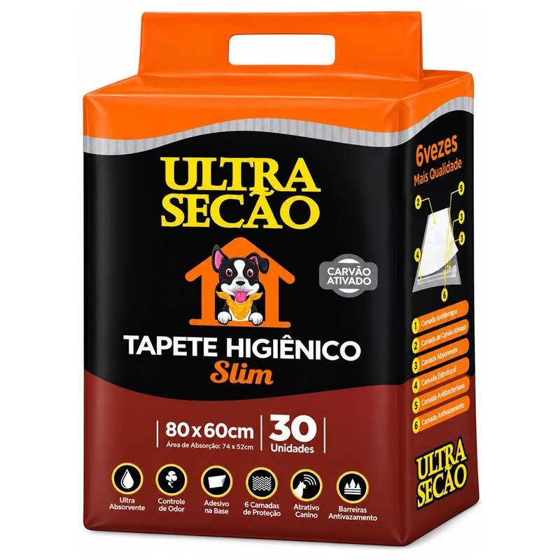 ULTRA SEC&Ccedil;&Atilde;O TAPETE HIGI&Ecirc;NICO SLIM CARV&Atilde;O ATIVADO 80X60 30 UN