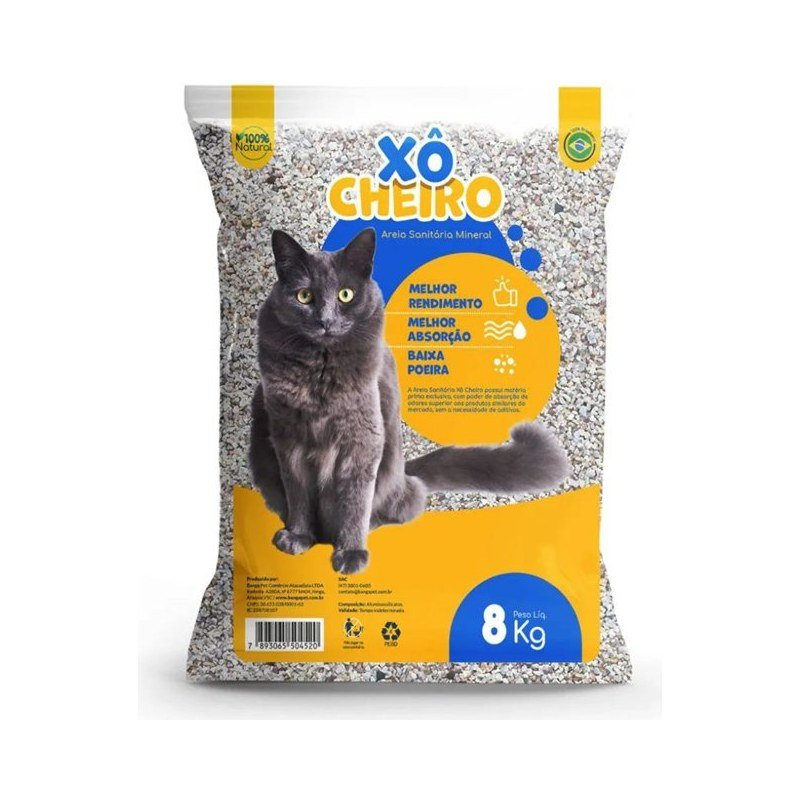 XÔ CHEIRO AREIA SANITÁRIA MINERAL 8KG